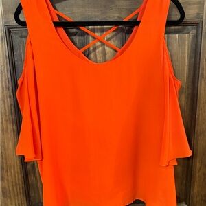 Apt. 9 Vibrant Orange Cold Shoulder Blouse
